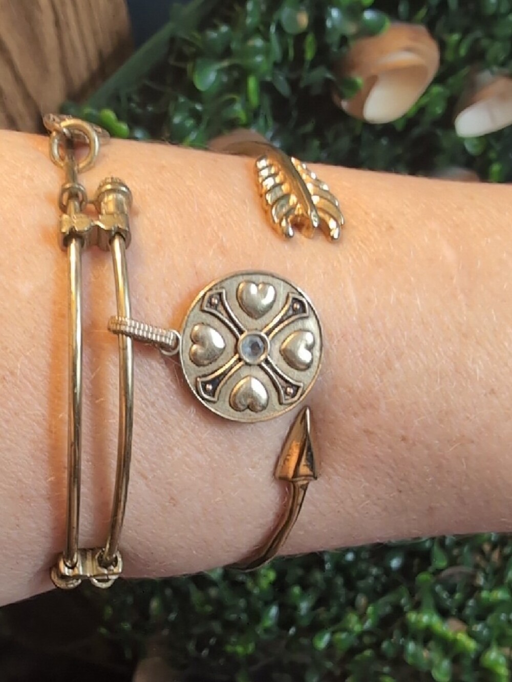 Hearts & Hammered Arrow Bracelet set